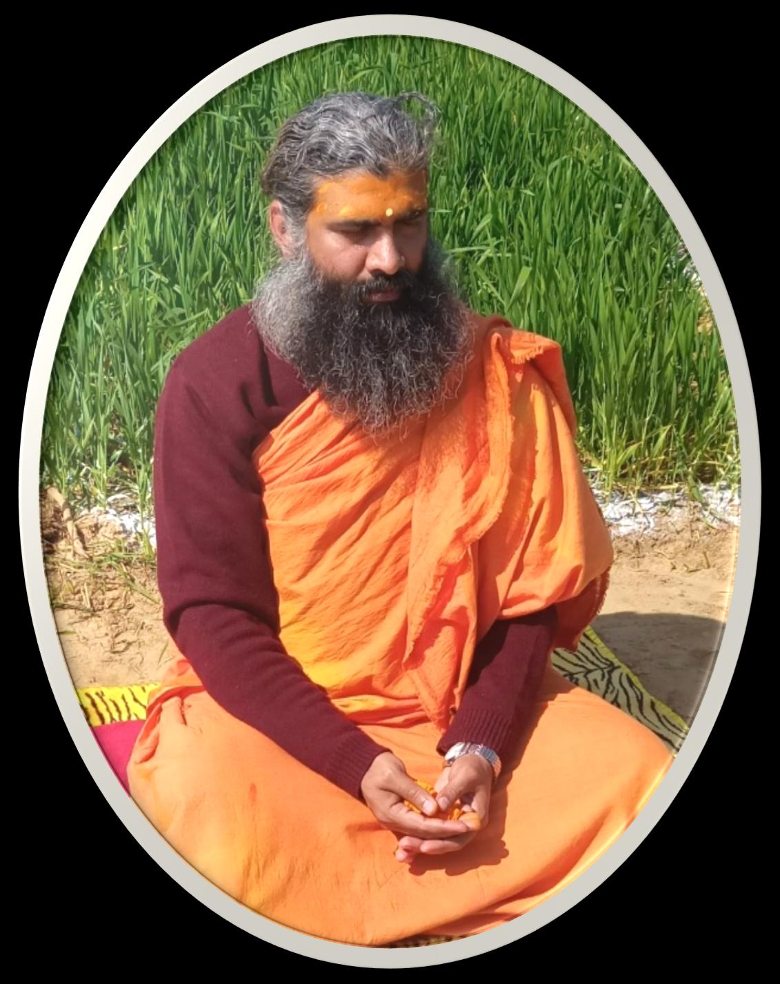 Pujya Acharya Shri Swami Rambhadra Sharan Ji in meditation