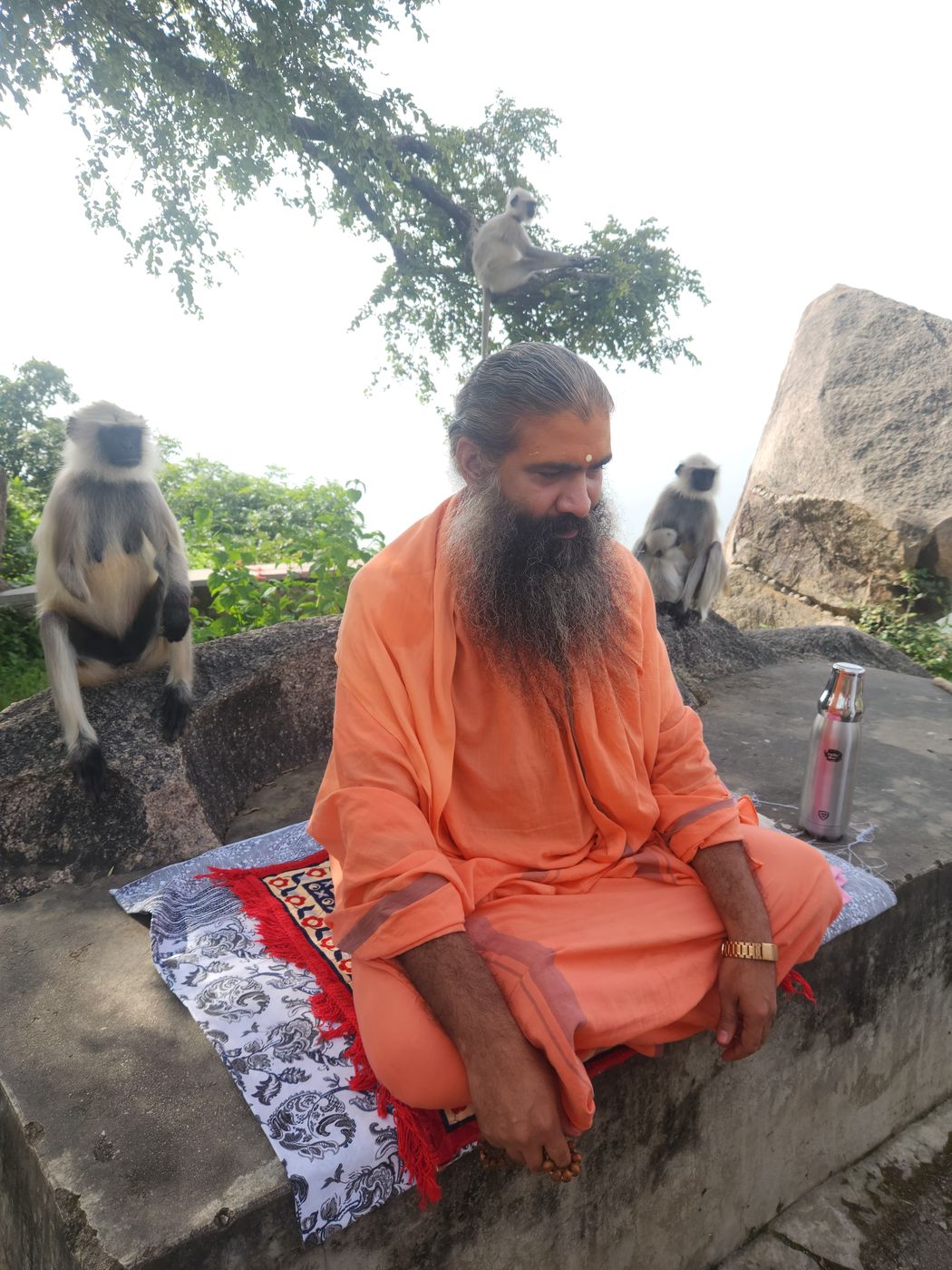 Pujya Acharya Shri Ji in meditation in nature